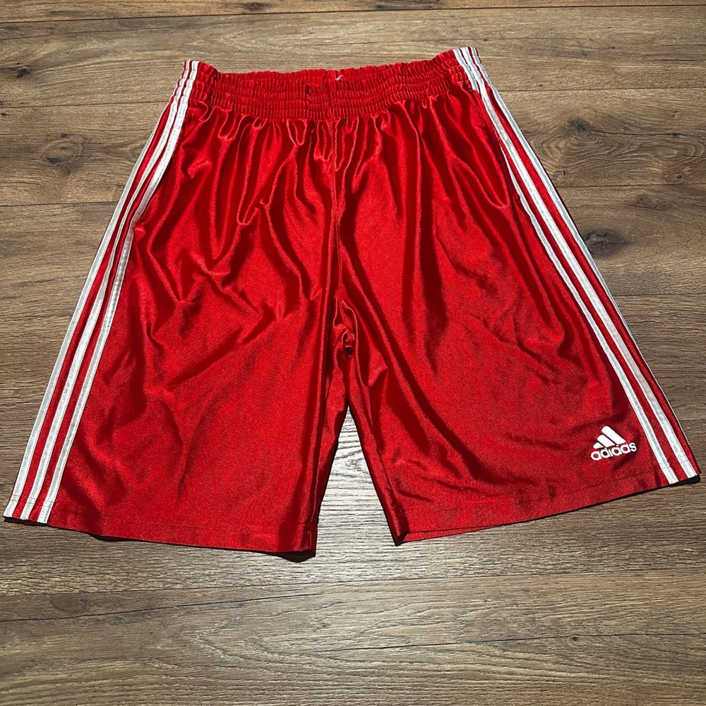 Adidas Red White 3-Stripe Basketball Shorts Mens 2XL